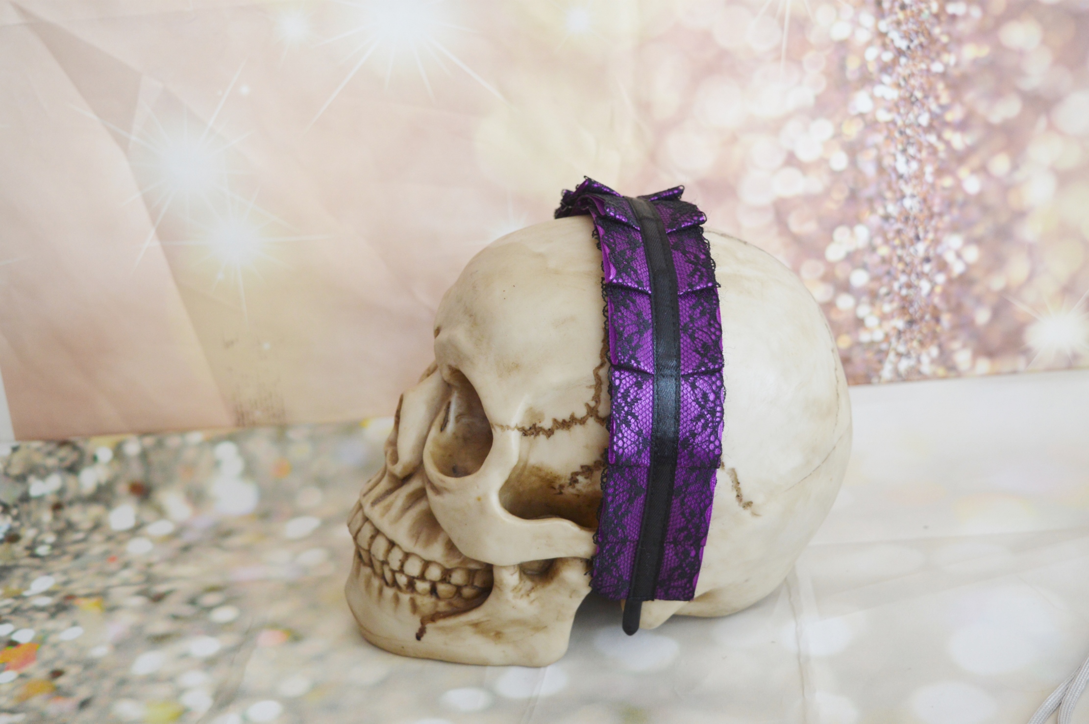 Made to Order - Gothic Lolita headband - Desmene - gothic violet hair accessory hairbow headpiece - Image 5