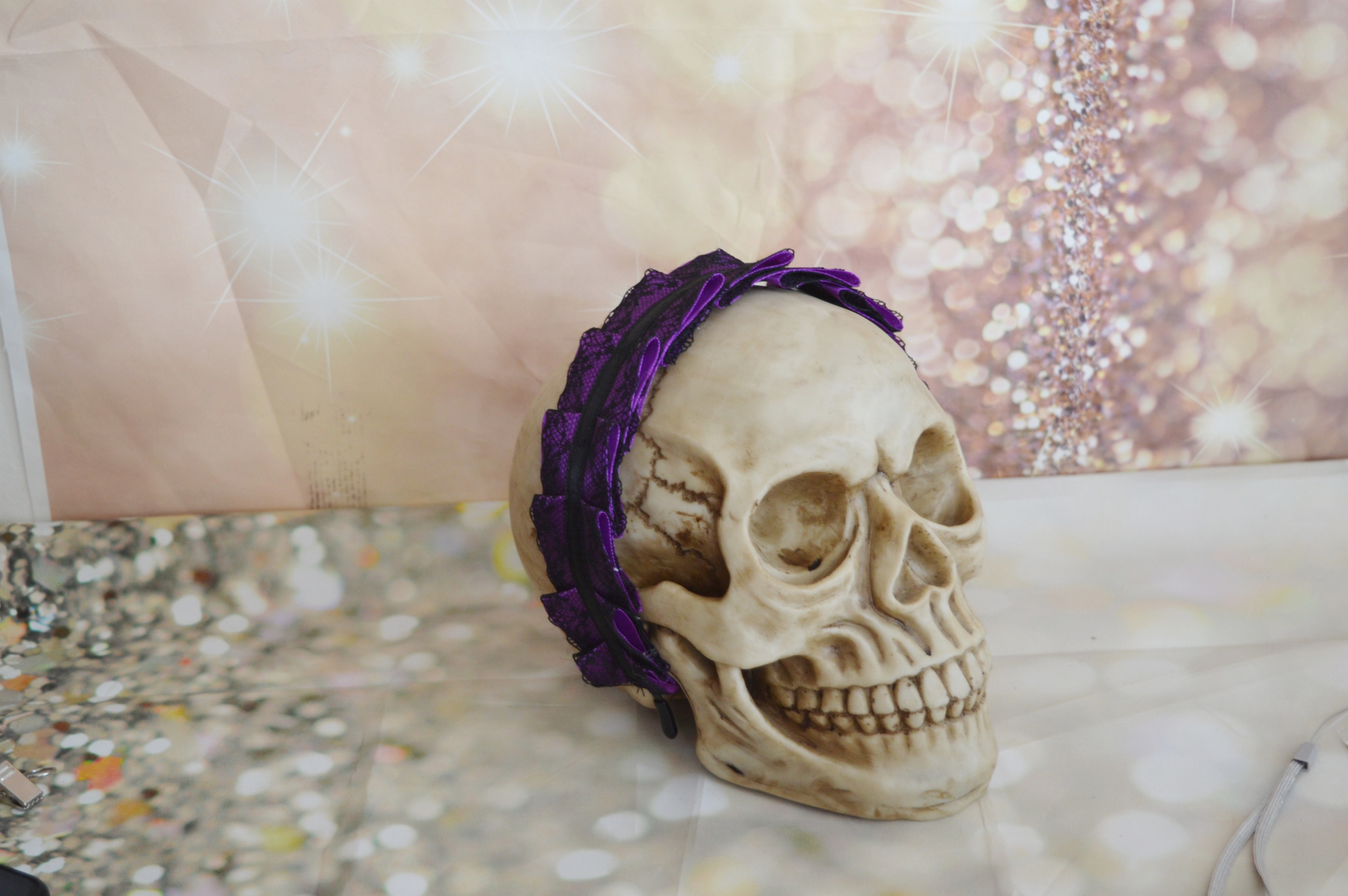 Made to Order - Gothic Lolita headband - Desmene - gothic violet hair accessory hairbow headpiece - Image 6