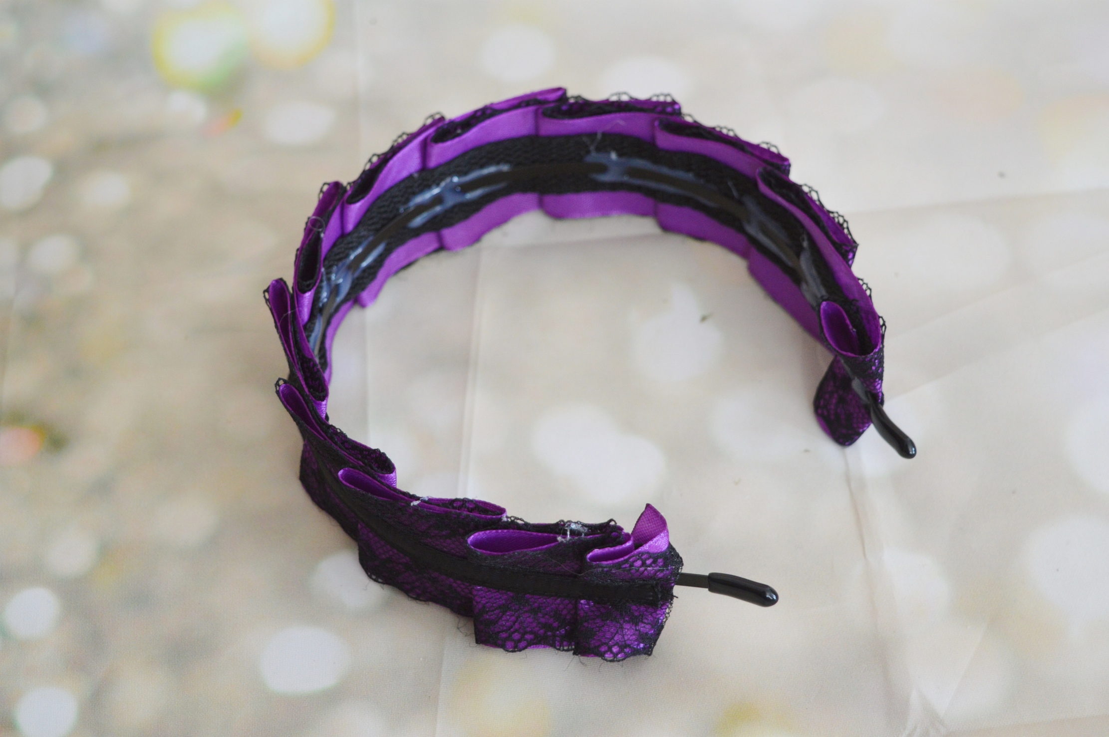 Made to Order - Gothic Lolita headband - Desmene - gothic violet hair accessory hairbow headpiece - Image 9