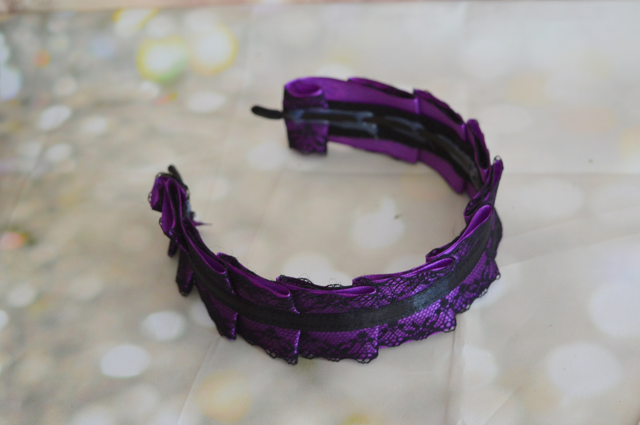 Made to Order - Gothic Lolita headband - Desmene - gothic violet hair accessory hairbow headpiece - Image 2