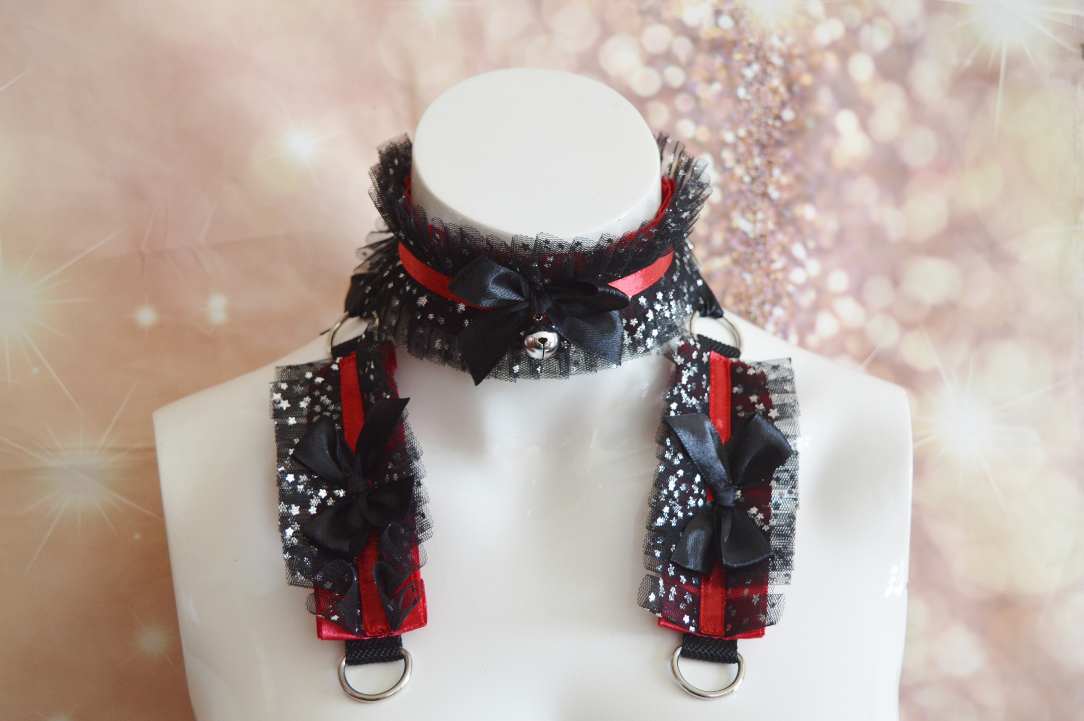 Premade Gothic Kitten play collar and cuffs - Night Kitty - pet ddlg choker set petplay lace handmade - Image 3