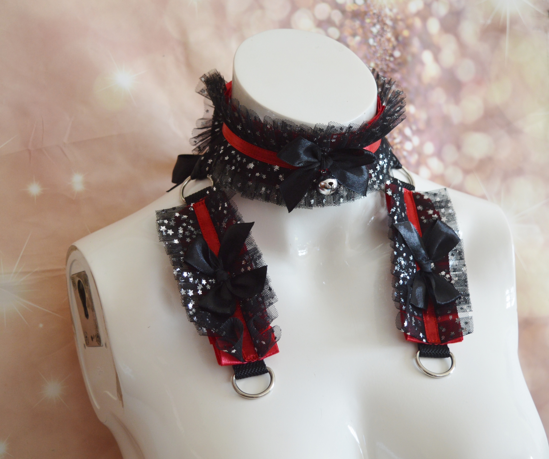 Premade Gothic Kitten play collar and cuffs - Night Kitty - pet ddlg choker set petplay lace handmade - Image 5