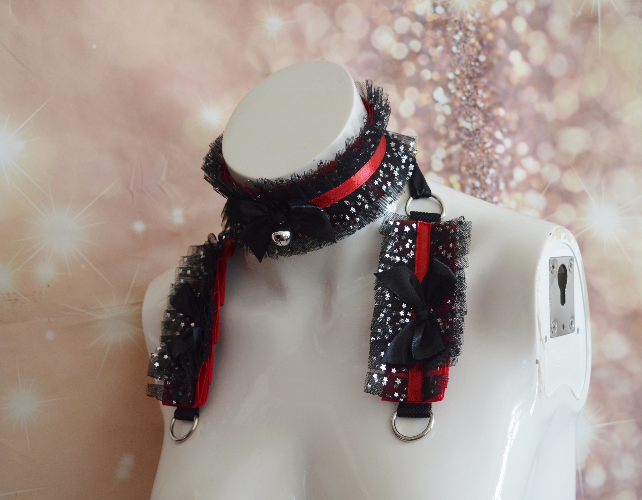 Premade Gothic Kitten play collar and cuffs - Night Kitty - pet ddlg choker set petplay lace handmade - Image 6