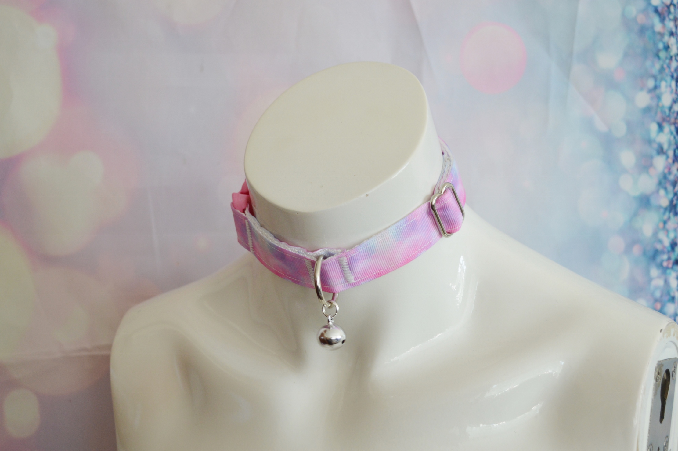 Made 2 Order - Sweet Nebula - bdsm proof buckle collar and leash - pastel pink galaxy by Nekollars - Image 6
