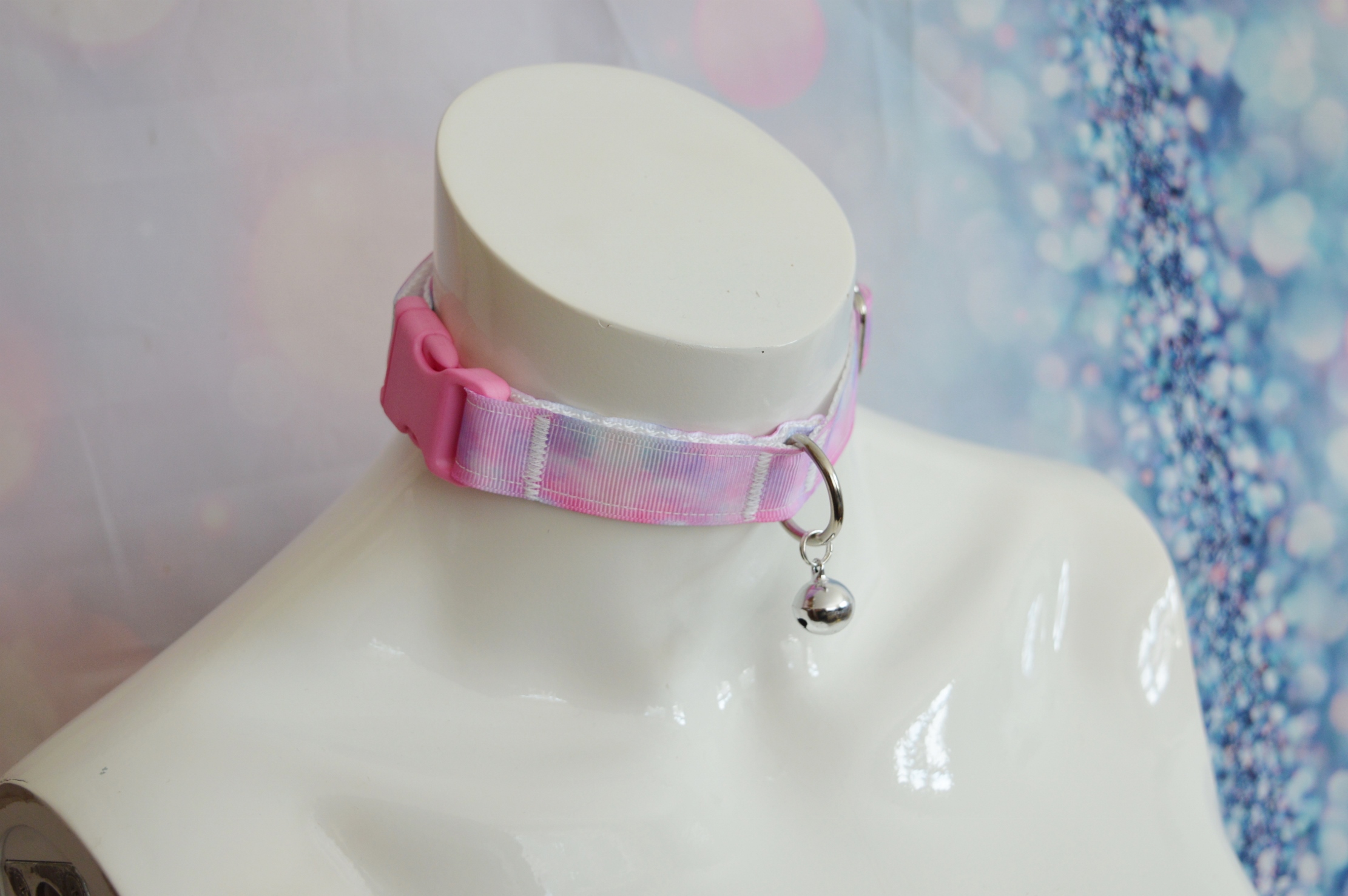 Made 2 Order - Sweet Nebula - bdsm proof buckle collar and leash - pastel pink galaxy by Nekollars - Image 7
