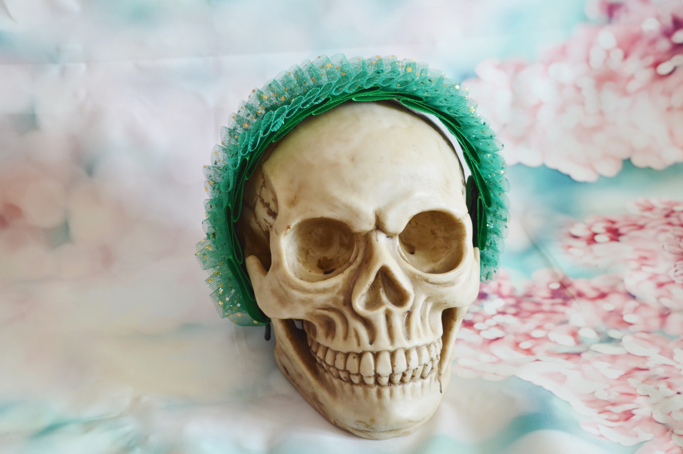 Premade - Lolita headband - Goblia - sweet green star printed headdress kawaii hair accessory by Nekollars - Image 3