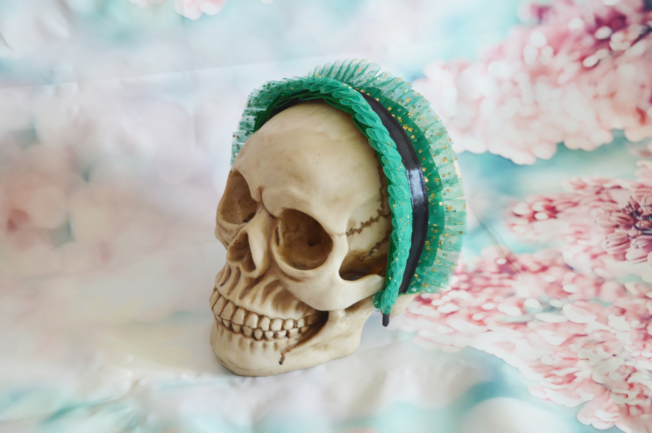 Premade - Lolita headband - Goblia - sweet green star printed headdress kawaii hair accessory by Nekollars - Image 4