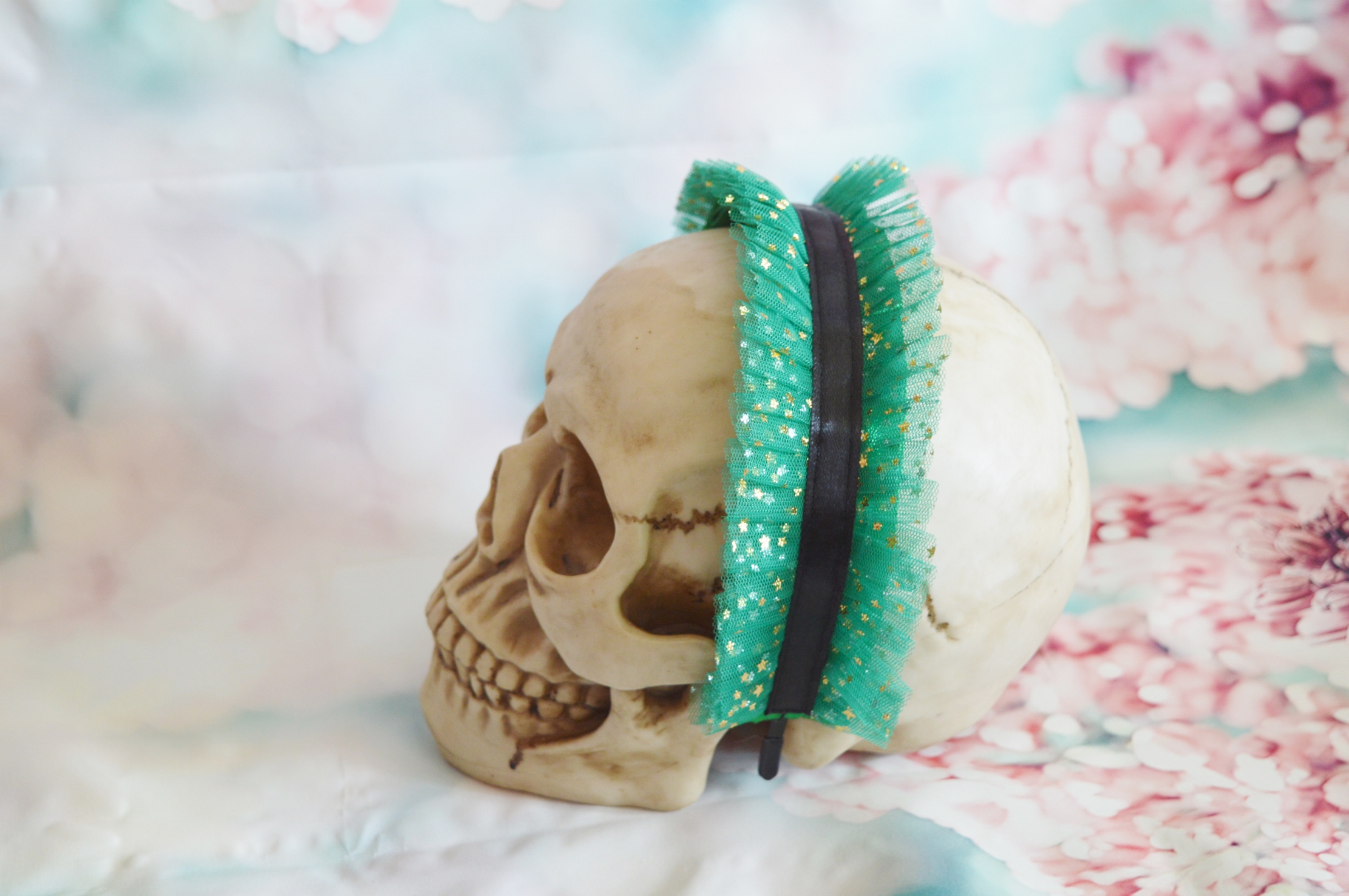Premade - Lolita headband - Goblia - sweet green star printed headdress kawaii hair accessory by Nekollars - Image 5