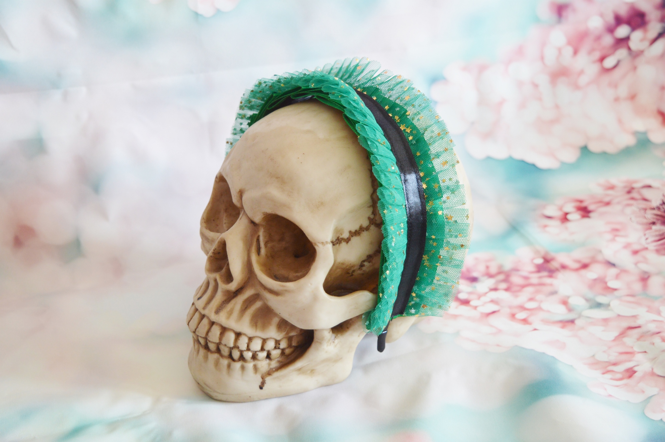Premade - Lolita headband - Goblia - sweet green star printed headdress kawaii hair accessory by Nekollars - Image 8