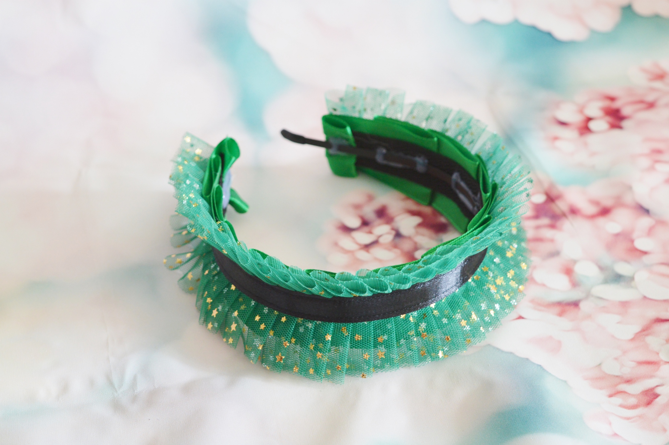 Premade - Lolita headband - Goblia - sweet green star printed headdress kawaii hair accessory by Nekollars - Image 2